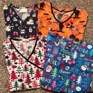 Holiday Scrub Tops
